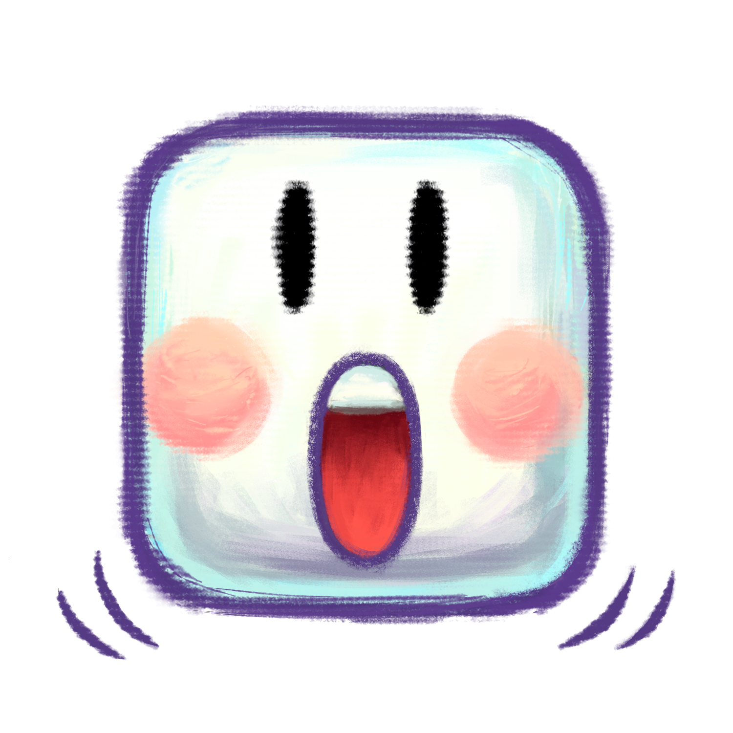 mario (series), nintendo, yoshi's new island, highres, official art, third-party source, blush stickers, harada masamichi, message block (yoshi's island), motion lines, no humans, open mouth, simple background, teeth, transparent background, upper teeth only