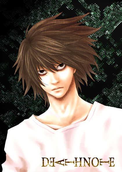 l (death note), death note, 00s, 1boy, bags under eyes, brown hair, male focus, solo