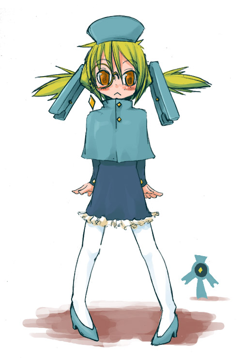 masha, mex, meteos, brown eyes, glasses, green hair, pantyhose, personification, solo