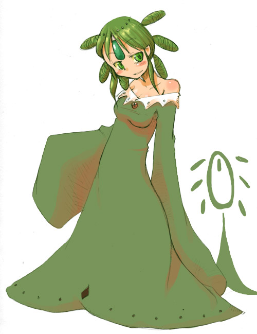 masha, udoo, meteos, tagme, green eyes, green hair, personification, solo