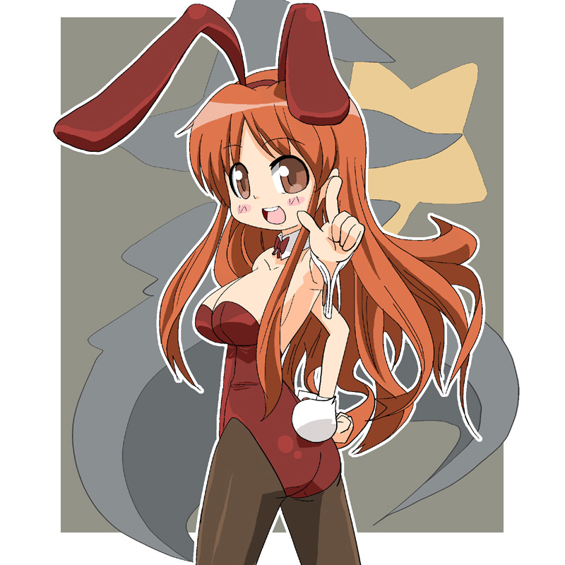 nemuro nao, asahina mikuru, suzumiya haruhi no yuuutsu, 00s, animal ears, bow, bowtie, brown pantyhose, detached collar, fake animal ears, pantyhose, playboy bunny, rabbit ears, rabbit tail, red bow, red bowtie, solo, tail
