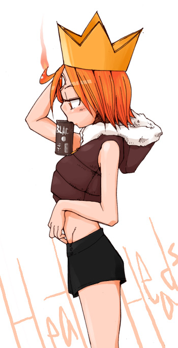 masha, heatheads, meteos, can, crown, personification, red eyes, red hair, solo