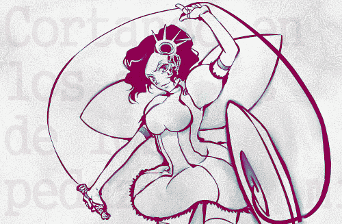 cirucci sanderwicci, bleach, artist request, lowres, 00s, 1girl, arm up, arrancar, dress, facial mark, female focus, fingerless gloves, gloves, hair ornament, monochrome, puffy sleeves, short twintails, smirk, solo, tattoo, teardrop tattoo, thighhighs, twintails, wavy hair, weapon, whip