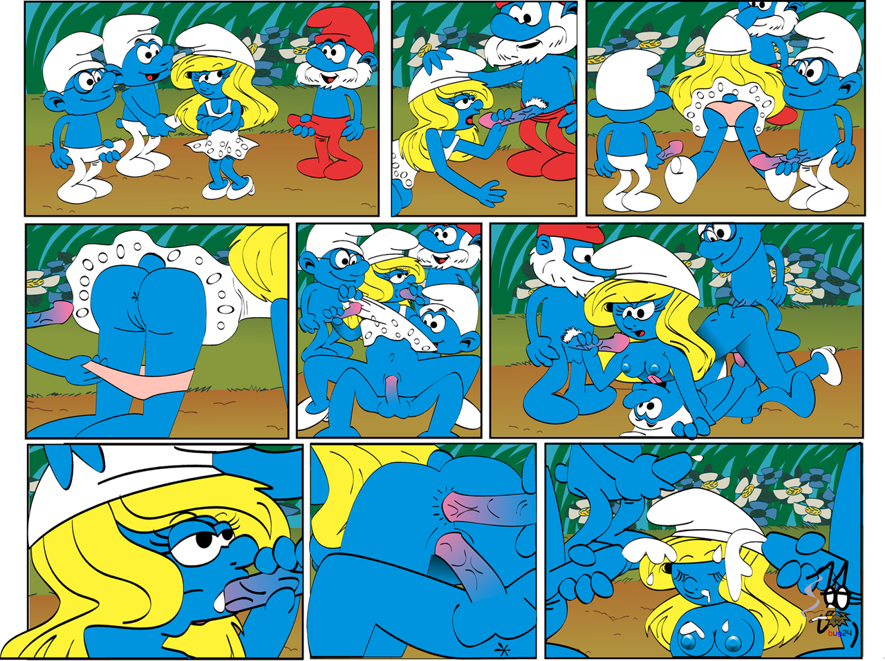 Rule34 – If it exists, there is porn of it / brainy smurf, papa smurf, smurfette / 110832