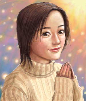 matataku, lowres, brown eyes, brown hair, oekaki, ribbed turtleneck sweater, short hair, smile, solo, sweater, turtleneck