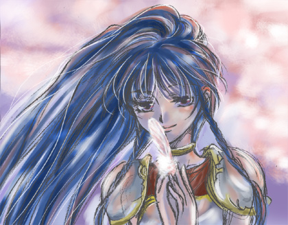 tana (fire emblem), fire emblem, fire emblem: the sacred stones, nintendo, pegasus knight uniform (fire emblem), lowres, armor, blue hair, braid, feathers, long hair, princess, solo