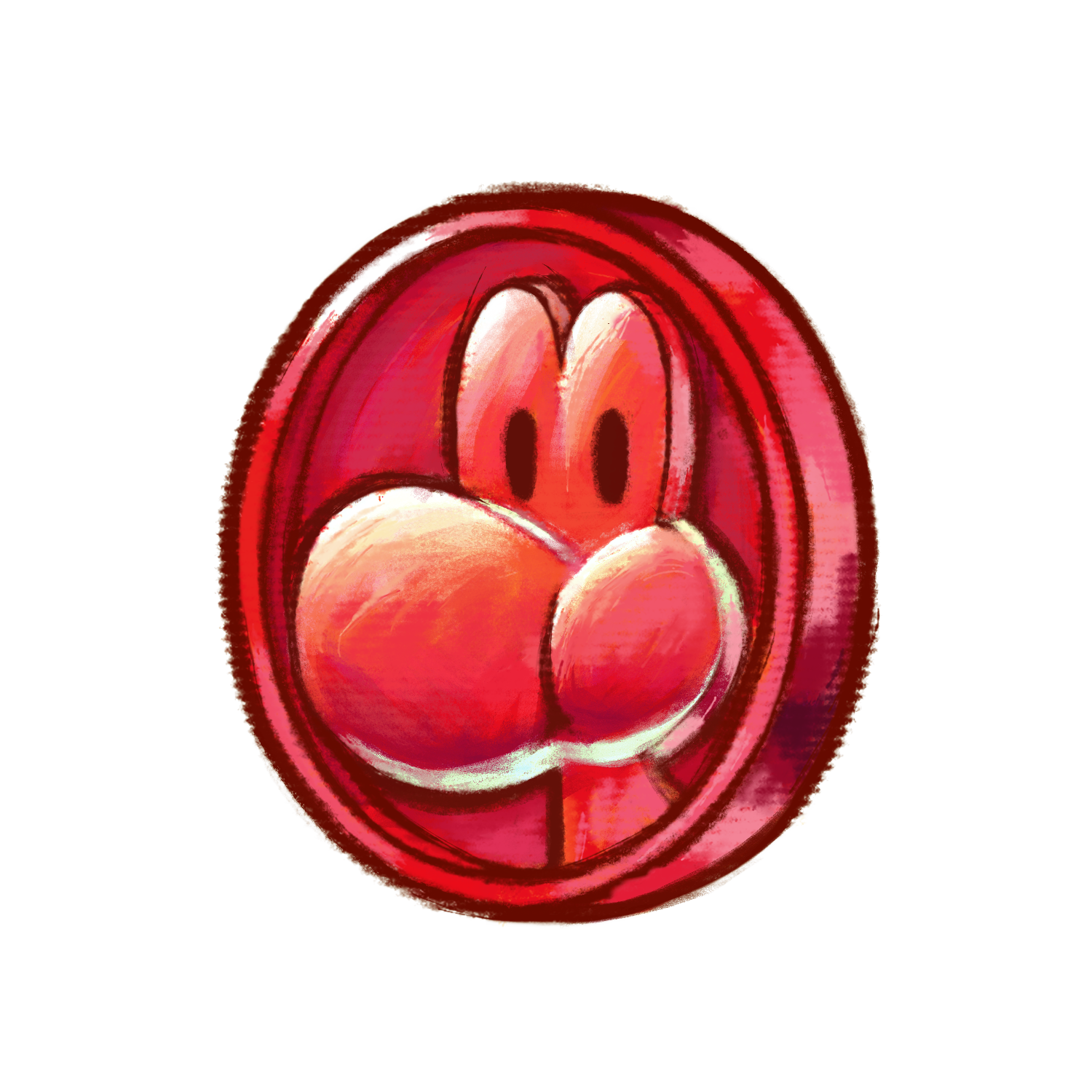 yoshi, mario (series), nintendo, yoshi's new island, highres, official art, third-party source, coin, dragon coin (mario), harada masamichi, red coin, simple background, solo, transparent background
