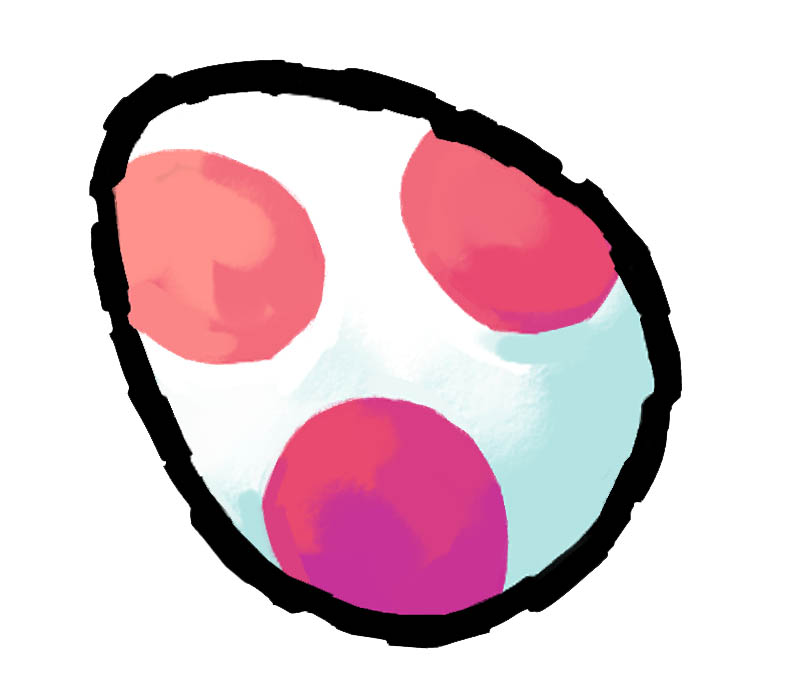 nakagawa yasuhisa, mario (series), nintendo, yoshi's island ds, official art, third-party source, egg, no humans, simple background, solo, white background, yoshi egg