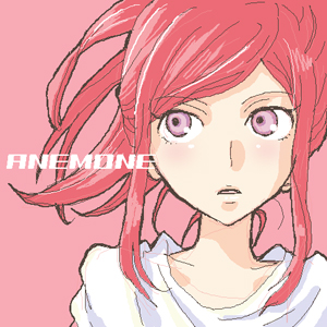 anemone (eureka seven), eureka seven, eureka seven (series), lowres, 00s, 1girl, close-up, female focus, oekaki, pink background, pink hair, pink theme, ponytail, purple eyes, simple background, solo