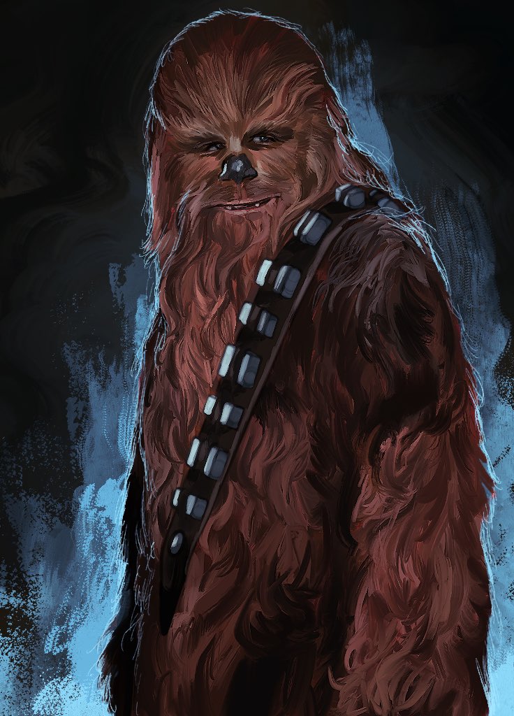 uzuri art, chewbacca, star wars, 1boy, alien, brown fur, looking at viewer, solo, upper body, wookiee