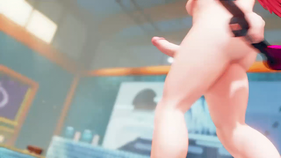 poison (final fight), capcom, final fight, street fighter, street fighter v, animated, animated gif, mod, 1futa, 3d, breasts, cleavage, futanari, game screenshot, large breasts, nude, solo