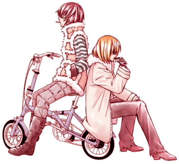 matt (death note), mello (death note), death note, shueisha, 00s, bicycle, chocolate, cigarette