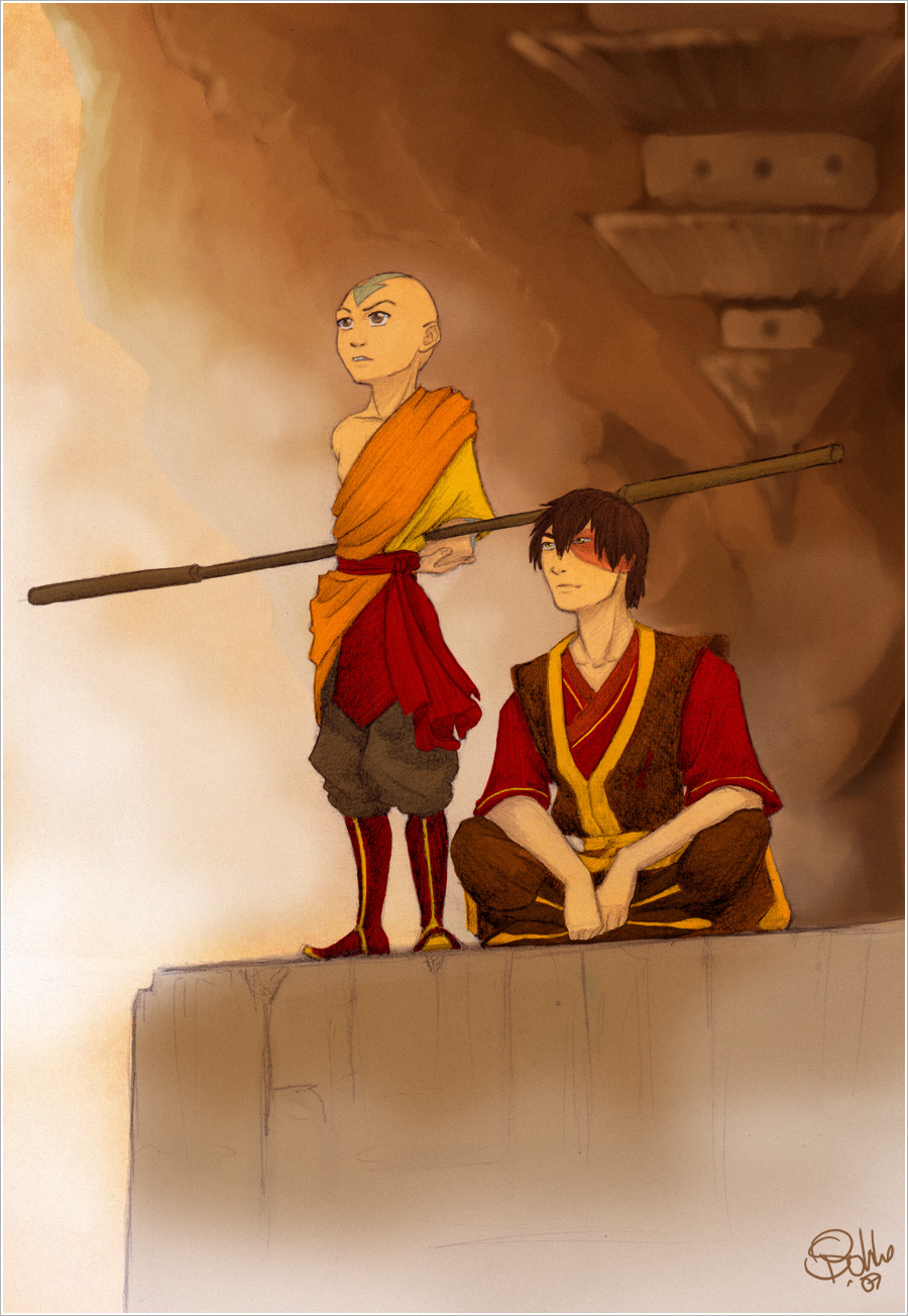 aang, zuko, avatar: the last airbender, highres, dramatic