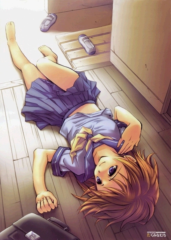 ryuuguu rena, higurashi no naku koro ni, artist request, tagme, 00s, 1girl, barefoot, female focus, no socks, shoes, solo, uwabaki