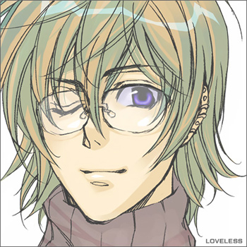 kaidou kio, loveless, lowres, tagme, 00s, blonde hair, blue eyes, glasses, male focus, piercing