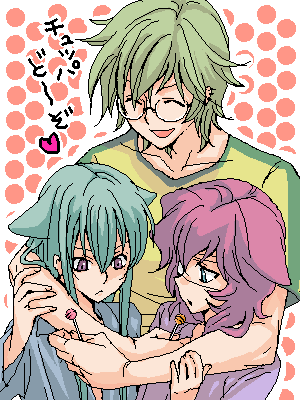 kaidou kio, sagan natsuo, sagan youji, loveless, lowres, 00s, candy, glasses, lollipop