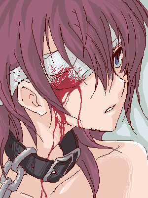 sagan natsuo, loveless, lowres, 00s, bandages, blood, chain, collar
