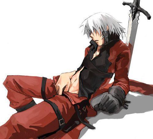 dante (devil may cry), capcom, devil may cry (series), devil may cry 2, lowres, 00s, 1boy, sword, weapon