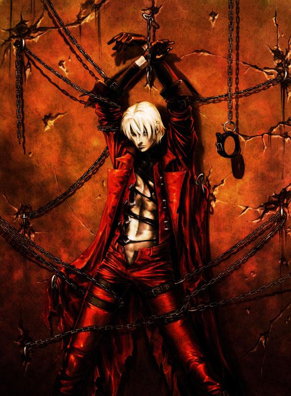 dante (devil may cry), capcom, devil may cry (series), tagme, 00s, 1boy, bdsm, bondage, bound, chain, male focus, solo, standing
