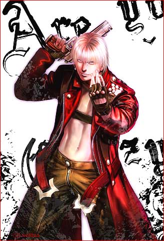 dante (devil may cry), capcom, devil may cry (series), devil may cry 3, lowres, 00s, 1boy, gun, weapon