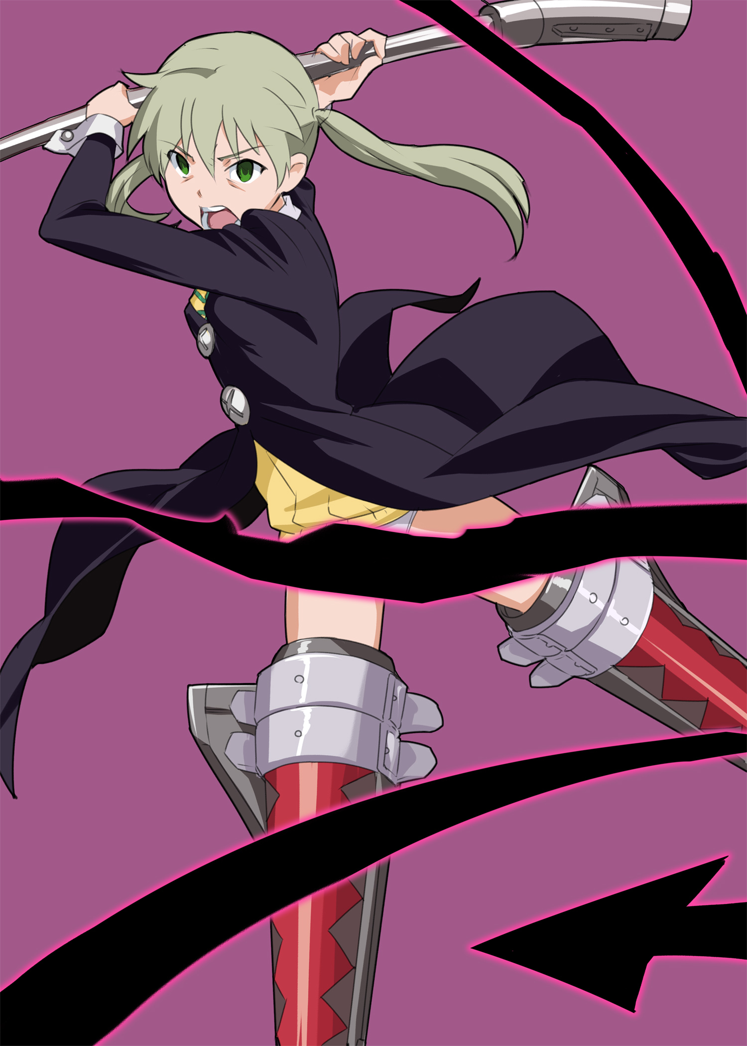 makacoon, maka albarn, soul eater, strike witches, world witches series, highres, 1girl, female focus, parody, solo, striker unit