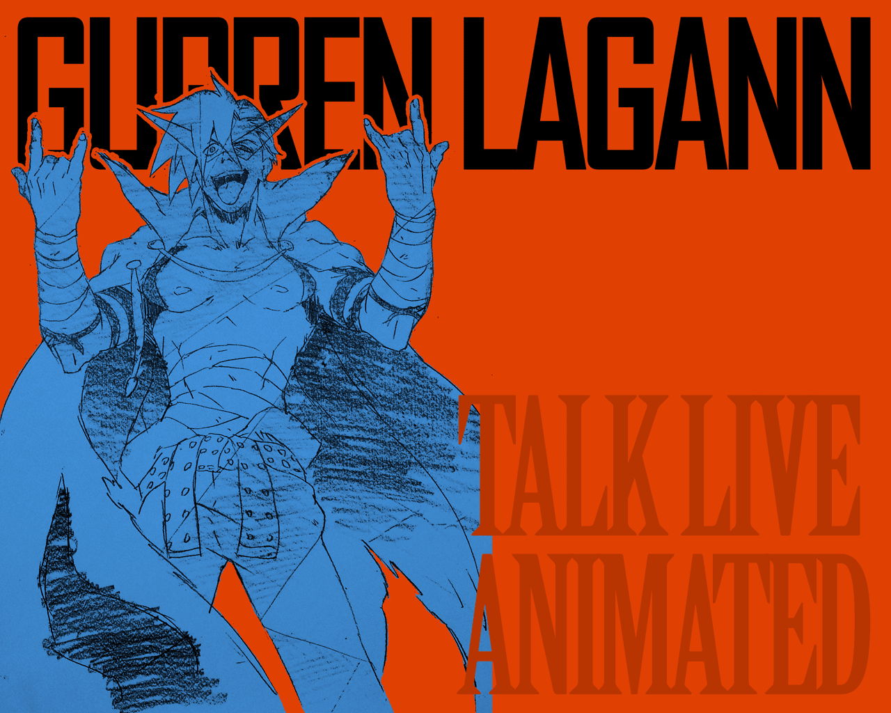 sushio, kamina (ttgl), tengen toppa gurren lagann, 00s, 1boy, n/, bandages, blue theme, bodypaint, cape, glasses, kamina shades, m/, male focus, sarashi, solo, tongue, topless male, triangular eyewear