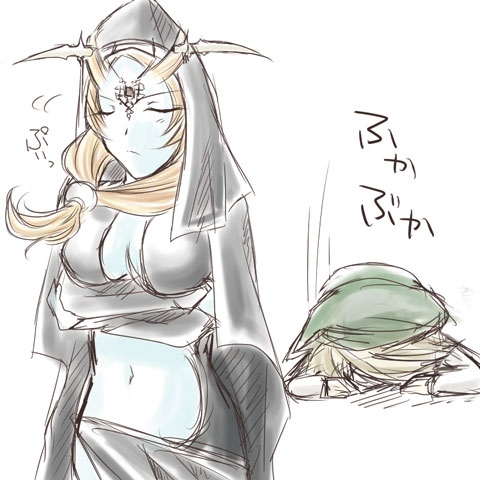 microspace, link, midna, midna (true), nintendo, the legend of zelda, the legend of zelda: twilight princess, lowres, non-web source, spoilers, translation request, 1boy, 1girl, front ponytail, tsundere