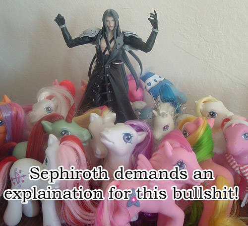 sephiroth, final fantasy, final fantasy vii, my little pony, macro, lowres, toy