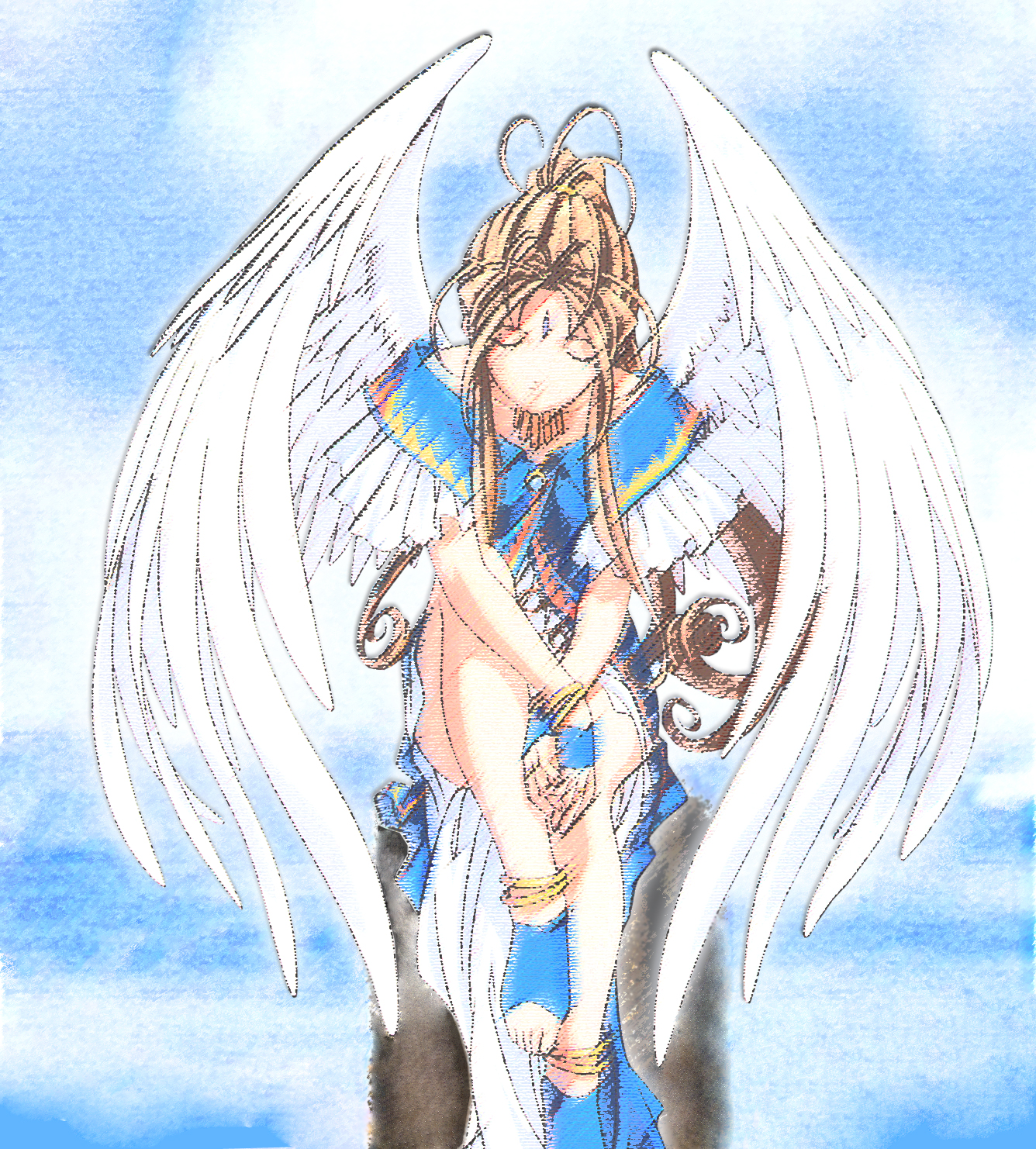 belldandy, aa megami-sama, highres, tagme, third-party edit, 1girl, female focus, solo