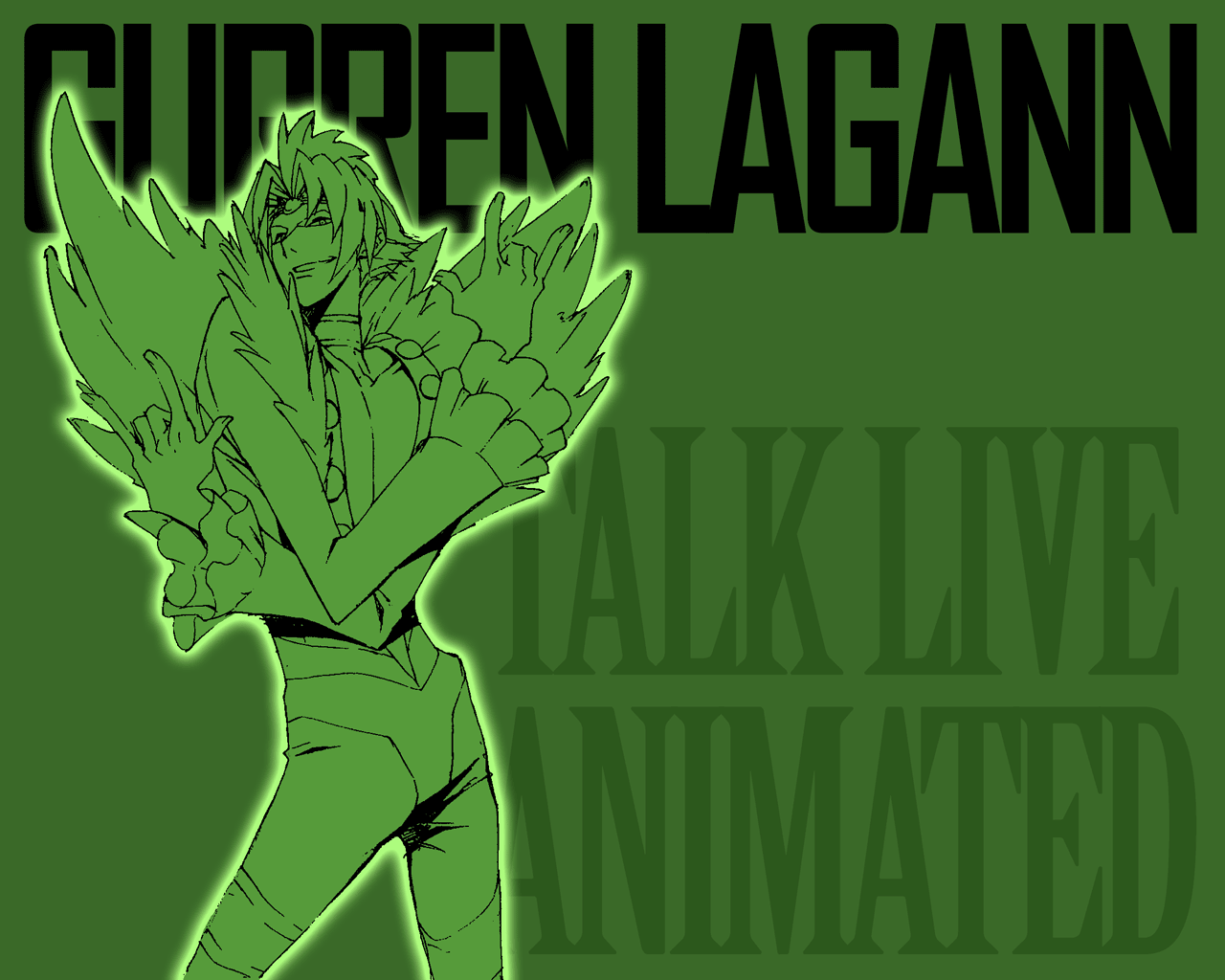 cytomander, tengen toppa gurren lagann, 00s, 1boy, n/, fabulous, green theme, m/, male focus, monochrome, solo