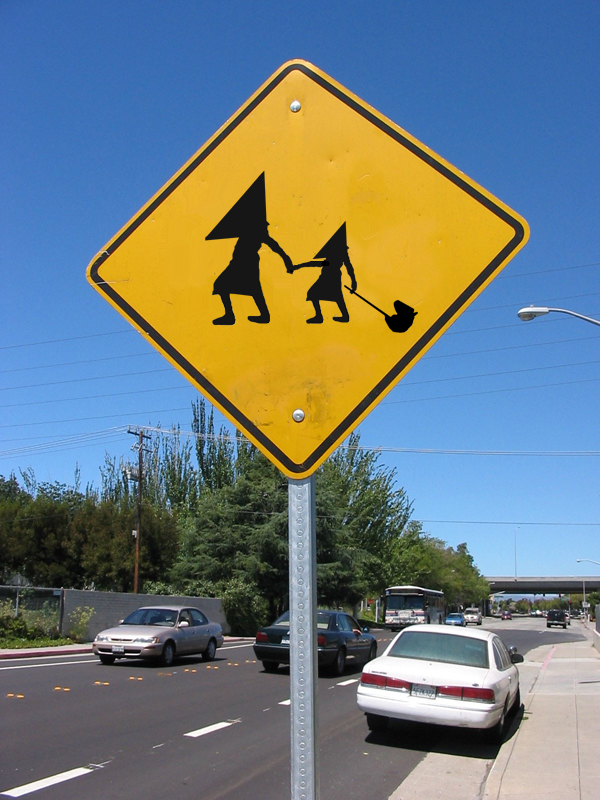 pyramid head, silent hill, photo (medium), tagme, third-party edit, no humans, sign
