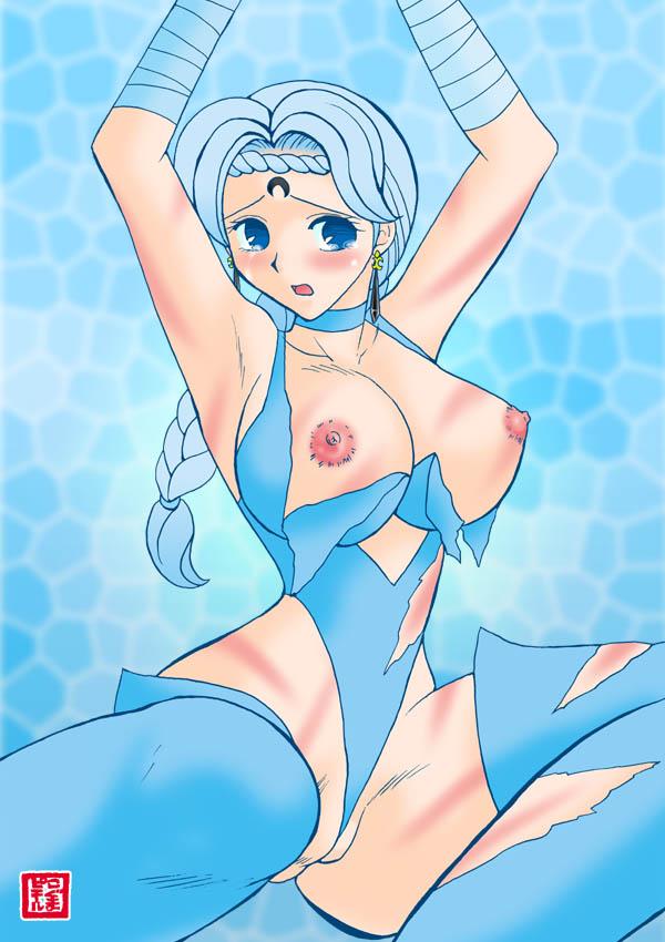 beruche (sailor moon), bishoujo senshi sailor moon, tagme, 1990s (style), 1girl, breasts, female focus, nipple slip, nipples, solo, tears, torn clothes