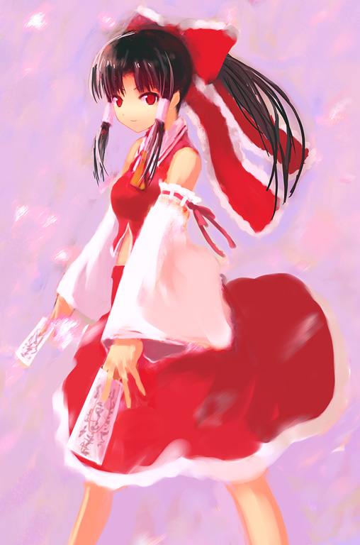 yasuko (yg), yg107, hakurei reimu, touhou, bad id, bad pixiv id, 1girl, female focus, japanese clothes, miko, ribbon, skirt, solo