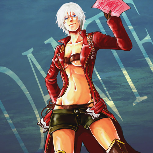 irachi, dante, dante (devil may cry), capcom, devil may cry, devil may cry (series), devil may cry 3, bad id, bad pixiv id, lowres, 00s, 1girl, bandeau bikini, breasts, coat, female focus, genderswap, genderswap (mtf), large breasts, panties, short shorts, shorts, solo, trench coat, underboob, underwear
