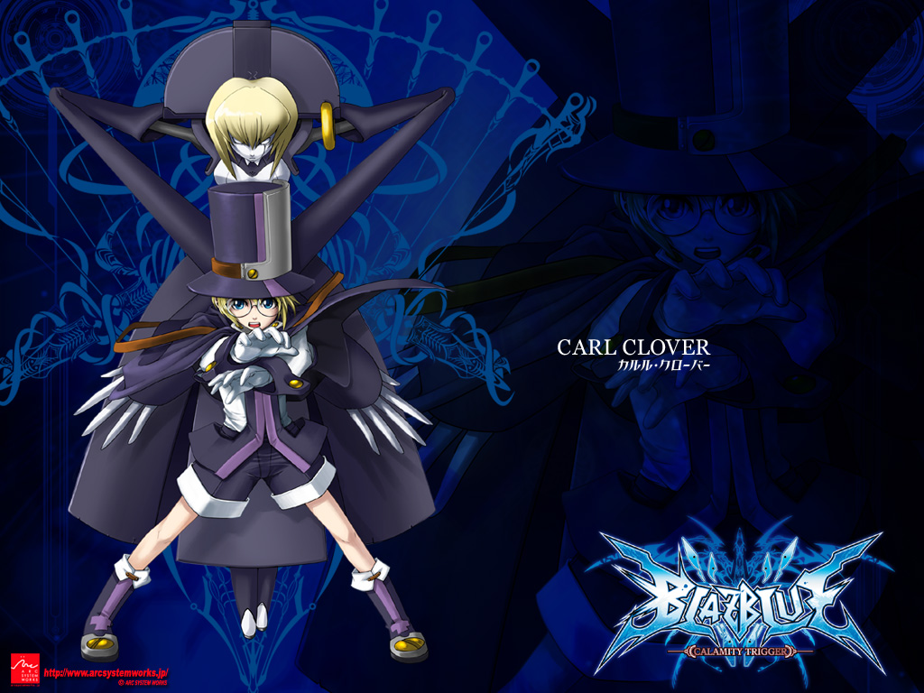 carl clover, nirvana (blazblue), arc system works, blazblue, blazblue: calamity trigger, 1boy, blonde hair, blue eyes, glasses, gloves, hat, white gloves