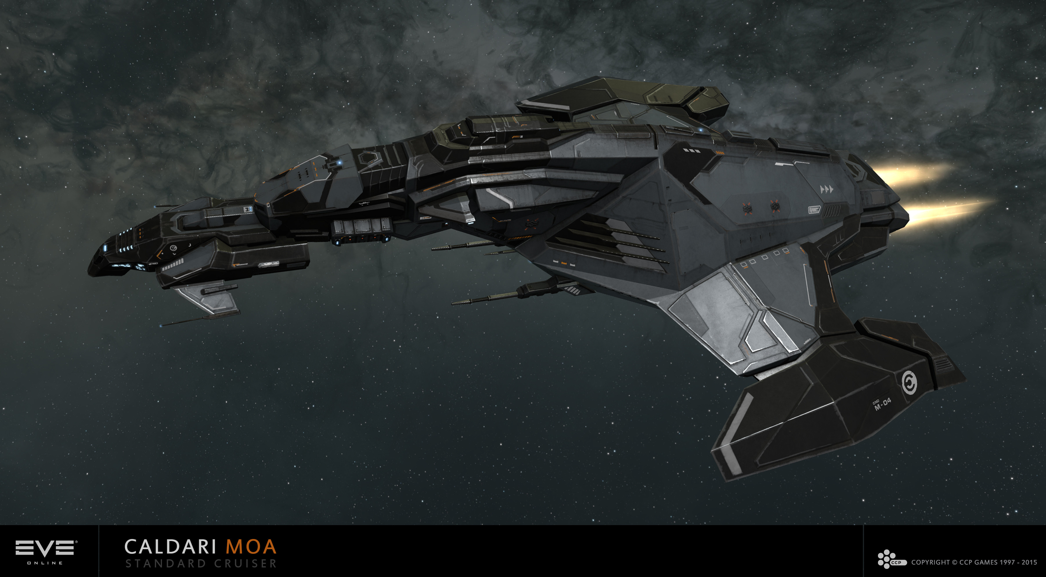 eve online, absurdres, commentary, english commentary, highres, maya (medium), official art, photoshop (medium), 3d, caldari state (eve online), cloud, combat ship (eve online), company logo, company name, copyright logo, copyright name, cruiser (eve online), dated, fire, flying, glowing, grey background, grey theme, ishukone corporation (eve online), logo, military vehicle, no humans, radio antenna, realistic, science fiction, shadow, space, spacecraft, star (sky), starry sky background, thrusters, vehicle focus, vehicle name, ymir jonsson
