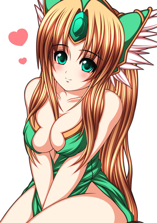 kojirou (sion), sion kozi, riesz, seiken densetsu, seiken densetsu 3, bad id, bad pixiv id, 1girl, blonde hair, breasts, cleavage, female focus, heart, long hair, solo
