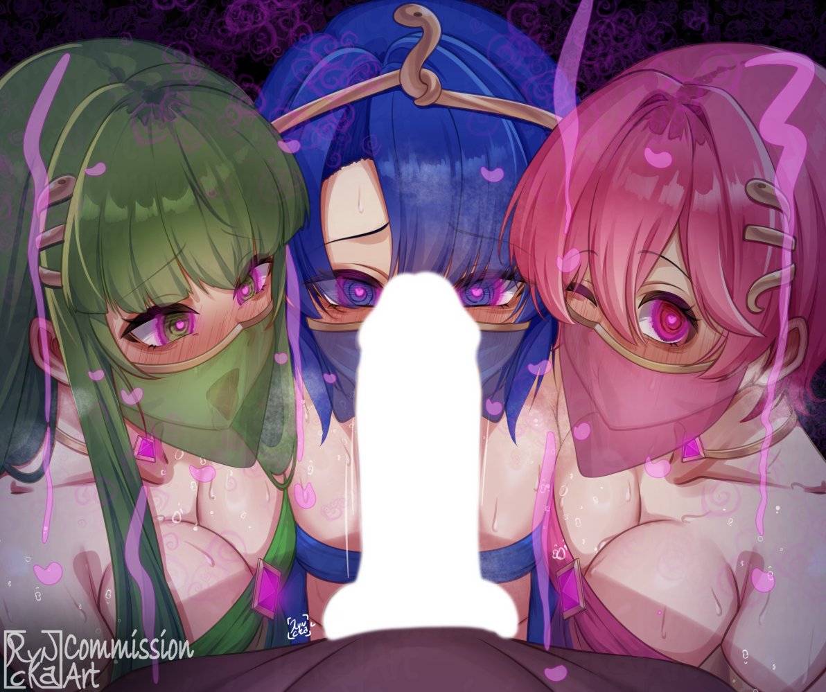 ryncka, catria (fire emblem), est (fire emblem), palla (fire emblem), fire emblem, fire emblem: mystery of the emblem, fire emblem echoes: shadows of valentia, nintendo, tagme, fffm foursome, mind control, penis, veil