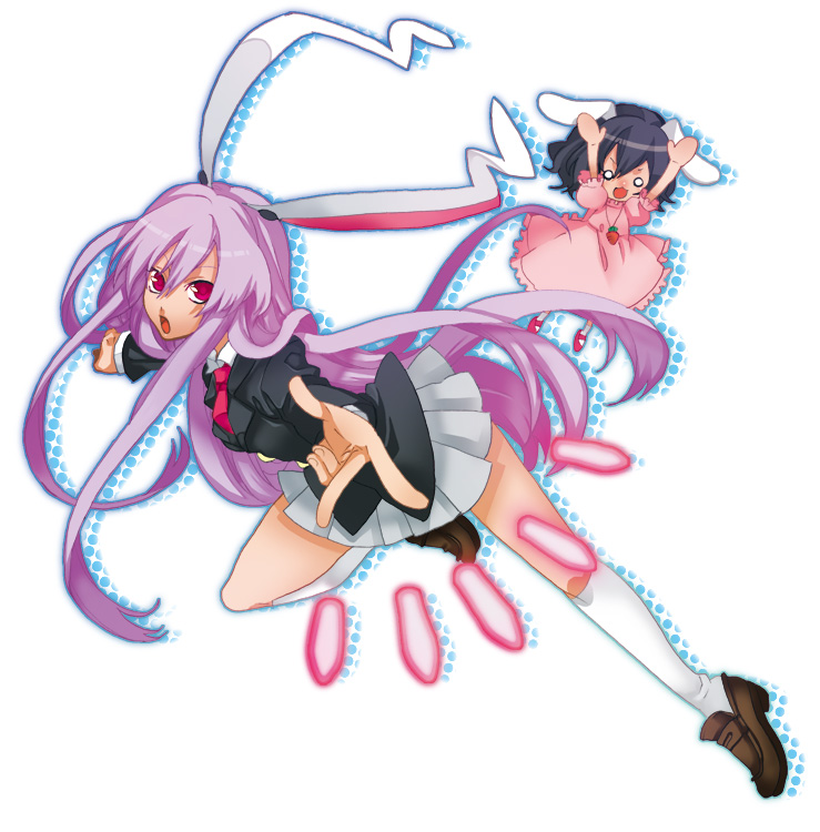 sena (mineruba), sena (pixiv), inaba tewi, reisen udongein inaba, touhou, bad id, bad pixiv id, 2girls, animal ears, blazer, female focus, jacket, long hair, multiple girls, purple hair, rabbit ears, red eyes, skirt, socks