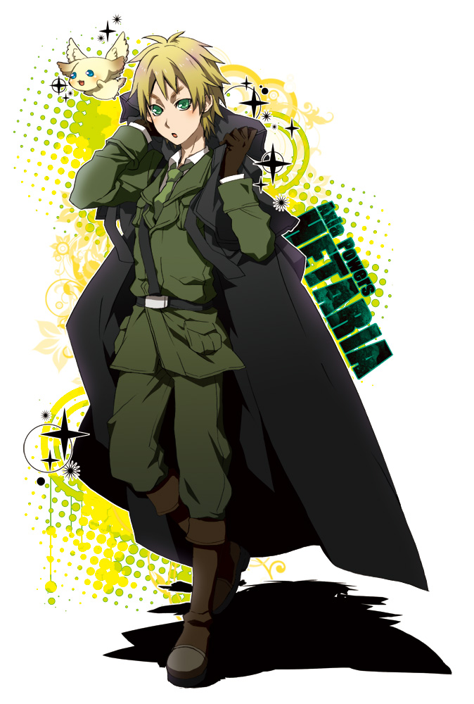 sena (mineruba), sena (pixiv), united kingdom (hetalia), axis powers hetalia, bad id, bad pixiv id, 00s, 1boy, belt, blonde hair, boots, brown boots, gloves, green eyes, male focus, military, military uniform, necktie, pants, pants tucked in, sam browne belt, short hair, solo
