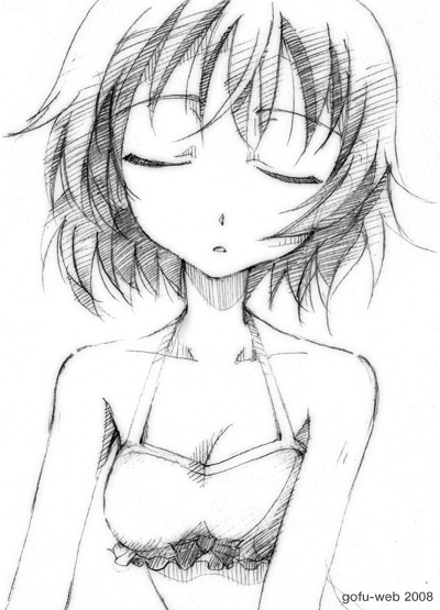 gofu, sanya v. litvyak, strike witches, world witches series, traditional media, 00s, 1girl, bare shoulders, closed eyes, female focus, greyscale, monochrome, short hair, sketch, solo, underwear, underwear only