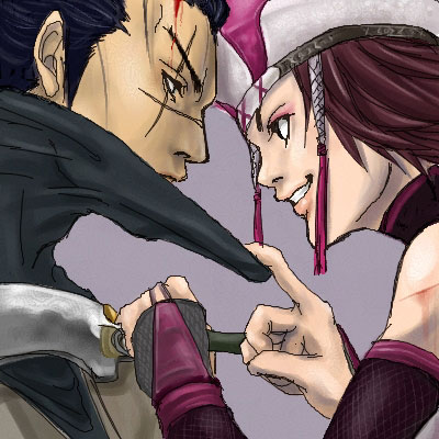 henyo, hattori hanzo, kunoichi (sengoku musou), sengoku musou, bad id, bad pixiv id, lowres, blood, half mask, mask, scar