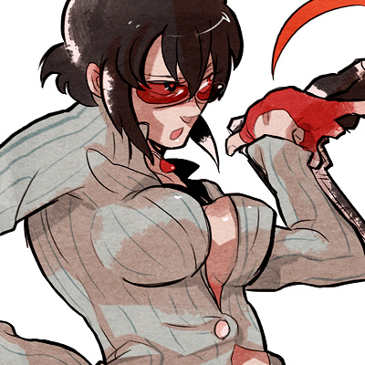 tkh, lady (devil may cry), capcom, devil may cry, devil may cry (series), devil may cry 4, bad id, bad pixiv id, lowres, 00s, 1girl, breasts, bridal gauntlets, buttons, cleavage, female focus, large breasts, long sleeves, red-tinted eyewear, red-tinted glasses, short hair, sidelocks, simple background, solo, sunglasses, tinted eyewear, upper body, white background