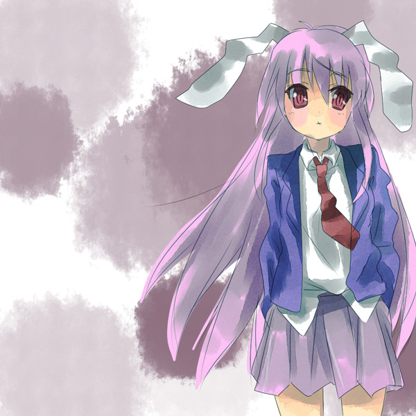 subachi, reisen udongein inaba, touhou, bad id, bad pixiv id, 1girl, animal ears, female focus, long hair, purple hair, rabbit ears, skirt, solo, x mouth