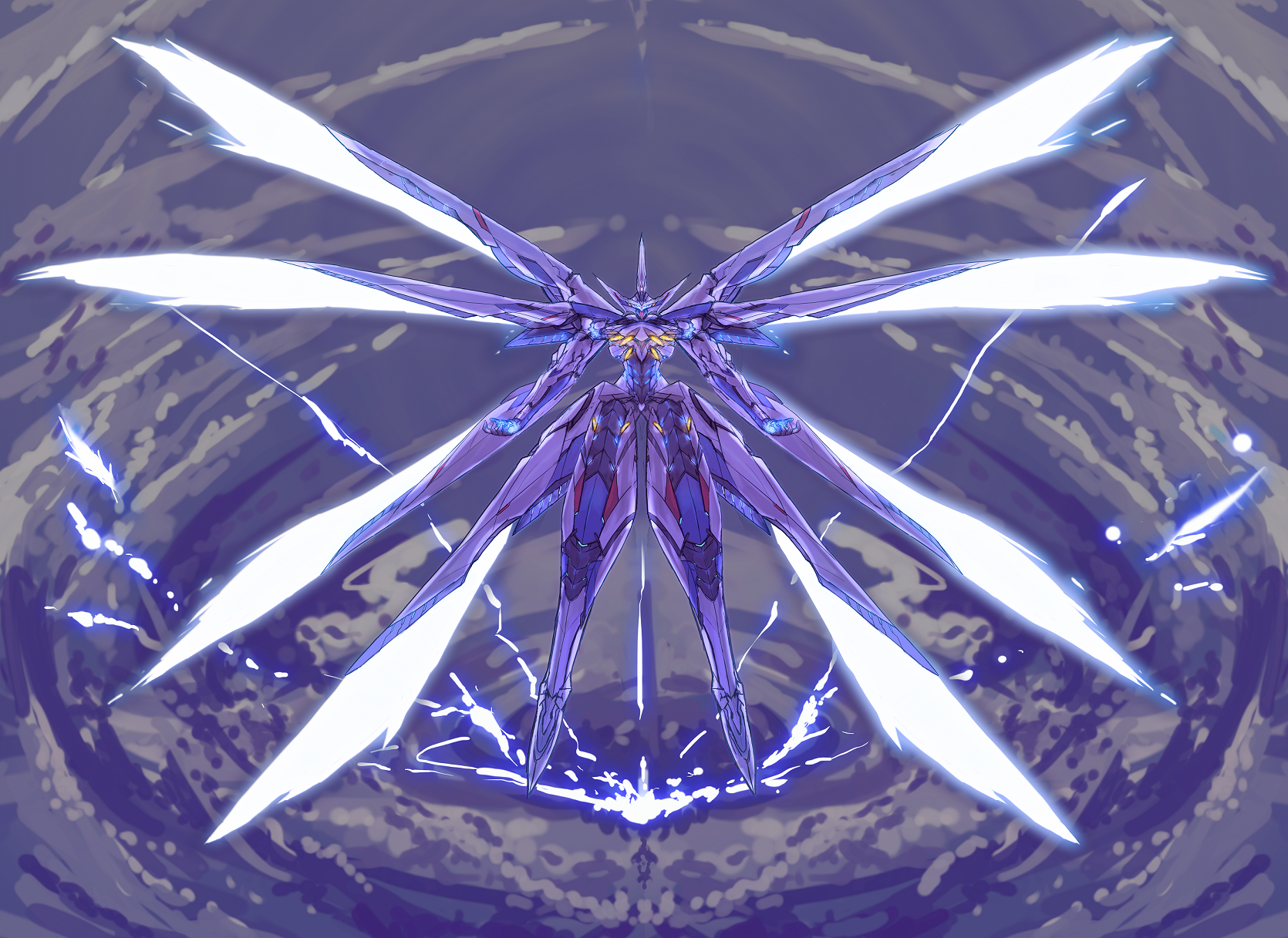 kusanagi kaoru, xenogears (mecha), xenogears, highres, energy, mecha, no humans, robot, solo, wings