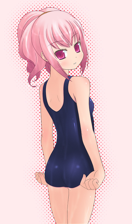 amamiya minato, anya alstreim, code geass, 00s, one-piece swimsuit, ponytail, school swimsuit, solo, swimsuit