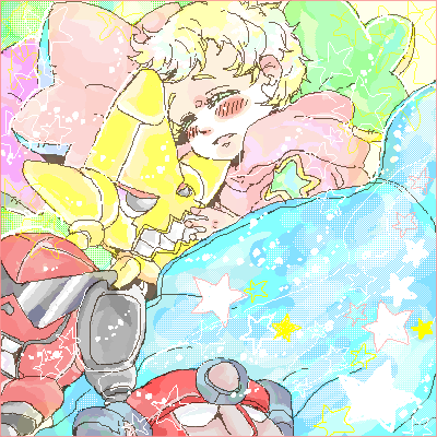 utai yumi, anne (ttgl), gurren, king kittan, lagann, tengen toppa gurren lagann, bad id, bad pixiv id, lowres, 00s, 1girl, baby, blanket, blush, pillow, short hair, sleeping, star (symbol), toy