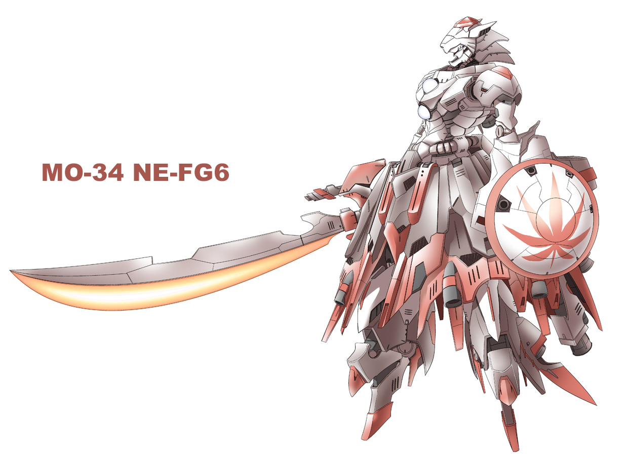 nekoguruma, inubashiri momiji, touhou, female focus, mecha, mechanization, no humans, robot, shield, solo, sword, weapon