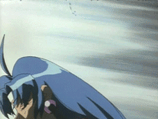 cacao (lamune), cocoa (knights of ramune), ng knight lamune & 40, vs knight lamune & 40 fresh, animated, animated gif, anime screenshot, lowres, 1990s (style), 1girl, ass, backboob, blue hair, bouncing breasts, bracelet, breasts, cleavage, collar, dark-skinned female, dark skin, earrings, elbow gloves, female focus, gloves, jewelry, large breasts, long hair, nipples, retro artstyle, solo, undressing