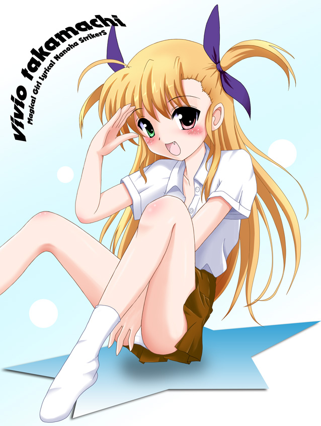 flipper, vivio, lyrical nanoha, mahou shoujo lyrical nanoha, mahou shoujo lyrical nanoha strikers, 00s, fang, heterochromia, loli, panties, solo, underwear